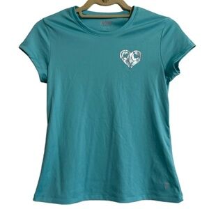 Prince T-Shirt Youth Girls Large 14 Teal Athletic Sport‎ Tennis Logo